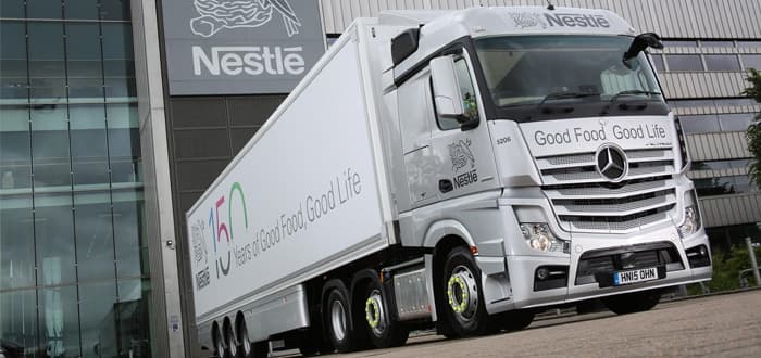 Nestlé celebrates a 150-year milestone with more, fuel-efficient Mercedes-Benz Actros.